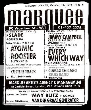 8th October 1970 Marquee, 10th October 1970 Melody Maker