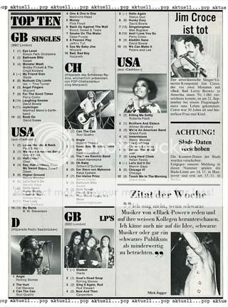 Pop 73 charts, Slade in Pop German mag Nov 1973